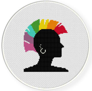 Charts Club Members Only: Rainbow Head Punk Cross Stitch Pattern