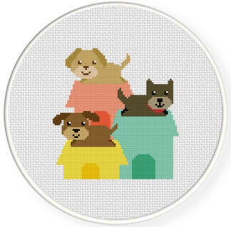 Doggy Houses Cross Stitch Pattern