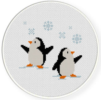 Penguins in Snow Cross Stitch Pattern