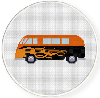 Charts Club Members Only: Retro Van Flames Cross Stitch Pattern