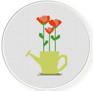 Water Sprinkler Blooms Cross Stitch Pattern