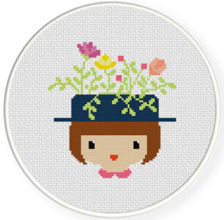Charts Club Members Only: Fancy Floral Hat Cross Stitch Pattern