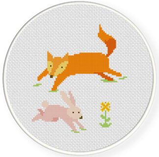 Charts Club Members Only: Fox chasing Bunny Cross Stitch Pattern
