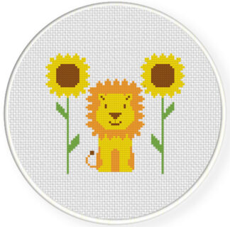 Lion and Sunflowers Cross Stitch Pattern