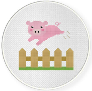 Piggy over the Fence Cross Stitch Pattern