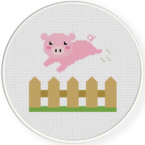 Piggy over the Fence Cross Stitch Pattern – Daily Cross Stitch