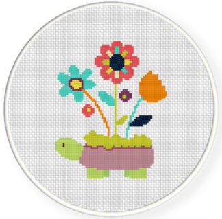 Turtle Planter Cross Stitch Pattern