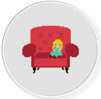 Doll on Chair Cross Stitch Pattern