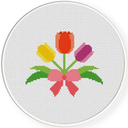 Tulips in Ribbon Cross Stitch Pattern – Daily Cross Stitch