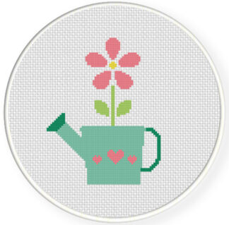 Watering Can Flower Cross Stitch Pattern