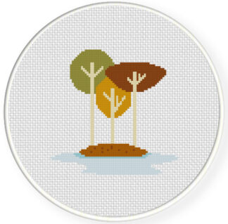 Autumn Tree Island Cross Stitch Pattern