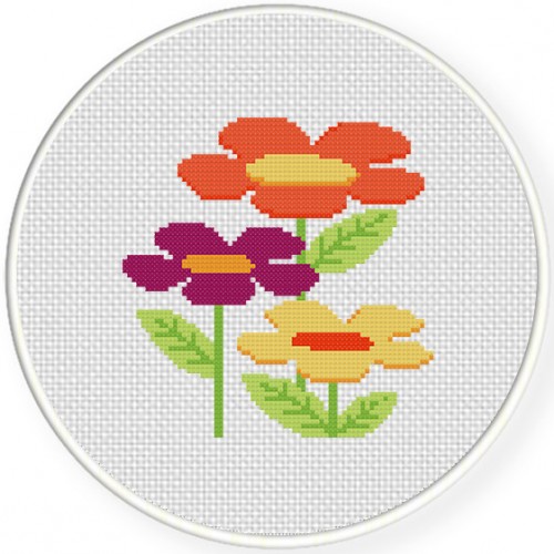 Big Flat Flowers Cross Stitch Pattern – Daily Cross Stitch