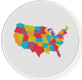 Colorful USA Map Cross Stitch Pattern