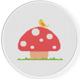 Bird And Mushroom Cross Stitch Pattern