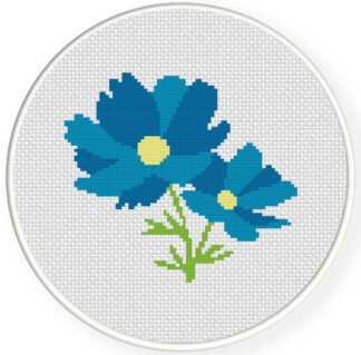 Blue Cosmos Cross Stitch Pattern