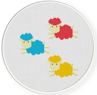 Charts Club Members Only: Color Sheeps Cross Stitch Pattern