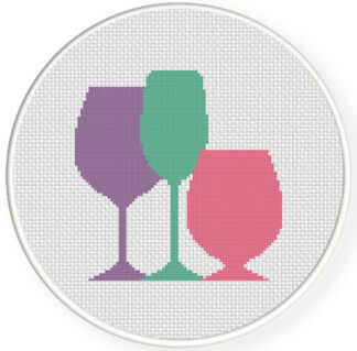 Charts Club Members Only: Colorful Wine Glasses Cross Stitch Pattern