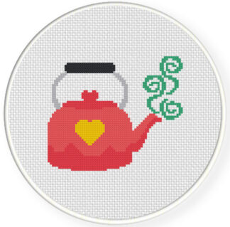 Charts Club Members Only: Cute Pink Kettle Cross Stitch Pattern