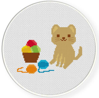 Charts Club Members Only: Kitty with Yarns Cross Stitch Pattern