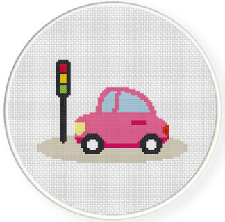 Pink Automobile Cross Stitch Pattern