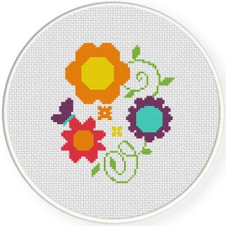 Pretty Vines and Flowers Cross Stitch Pattern – Daily Cross Stitch