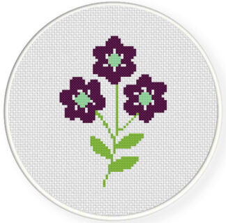 Charts Club Members Only: Purple Flowers Cross Stitch Pattern