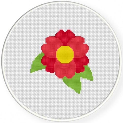 Red Flower Cross Stitch Pattern – Daily Cross Stitch