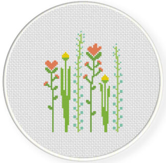 Tall Flowers Cross Stitch Pattern