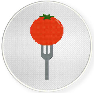 Tomato Fork Cross Stitch Pattern