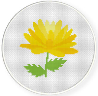 Charts Club Members Only: Yellow Chrysanthemum Cross Stitch Pattern
