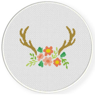 Charts Club Members Only: Antler Floral Cross Stitch Pattern