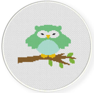 Charts Club Members Only: Green Owl Cross Stitch Pattern