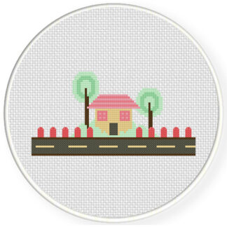 House And Tree Cross Stitch Pattern