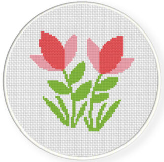 Pink Cute Flowers Cross Stitch Pattern
