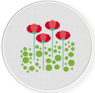 Sweet Red Flowers Cross Stitch Pattern