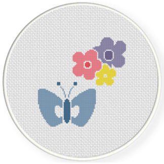 Charts Club Members Only: Butterfly And Flowers Cross Stitch Pattern