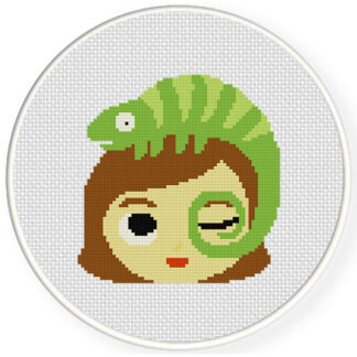 Chameleon Girl Cross Stitch Pattern