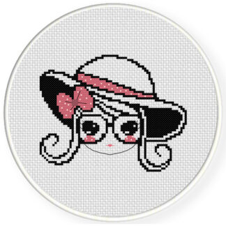 Charts Club Members Only: Cute Girl with Hat Cross Stitch Pattern
