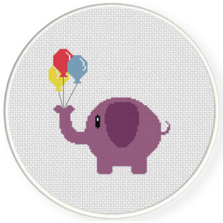 Charts Club Members Only: Elephant With Balloon Cross Stitch Pattern