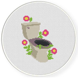 Charts Club Members Only: Flowery Toilet Cross Stitch Pattern