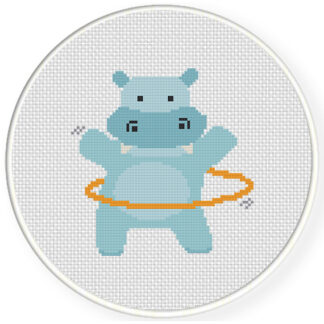 Hula Hoop Hippo Cross Stitch Pattern