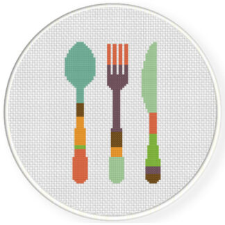 Retro Utensils Cross Stitch Pattern