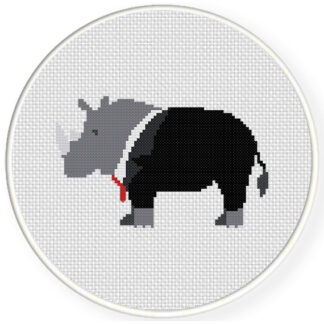 Charts Club Members Only: Rhino In A Suit Cross Stitch Pattern