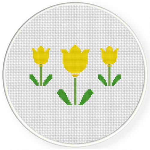 Three Yellow Flowers Cross Stitch Pattern - Daily Cross Stitch
