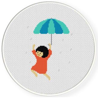Umbrella Girl Cross Stitch Pattern