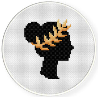 Wreath Girl Cross Stitch Pattern