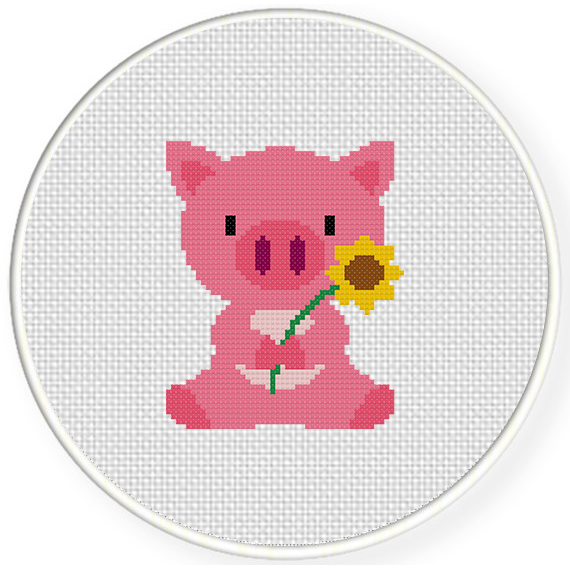 Piggy in the Middle Cross Stitch Pattern Piglet Pig Mini -  in