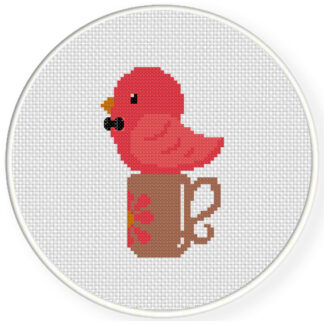 Charts Club Members Only: Bird On A Cup Cross Stitch Pattern