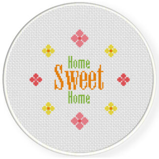 Floral Home Sweet Home Cross Stitch Pattern