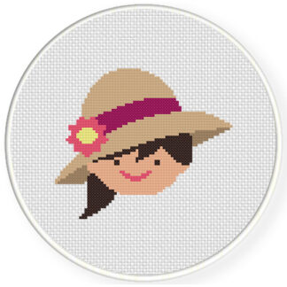 Girl Wearing Hat Cross Stitch Pattern
